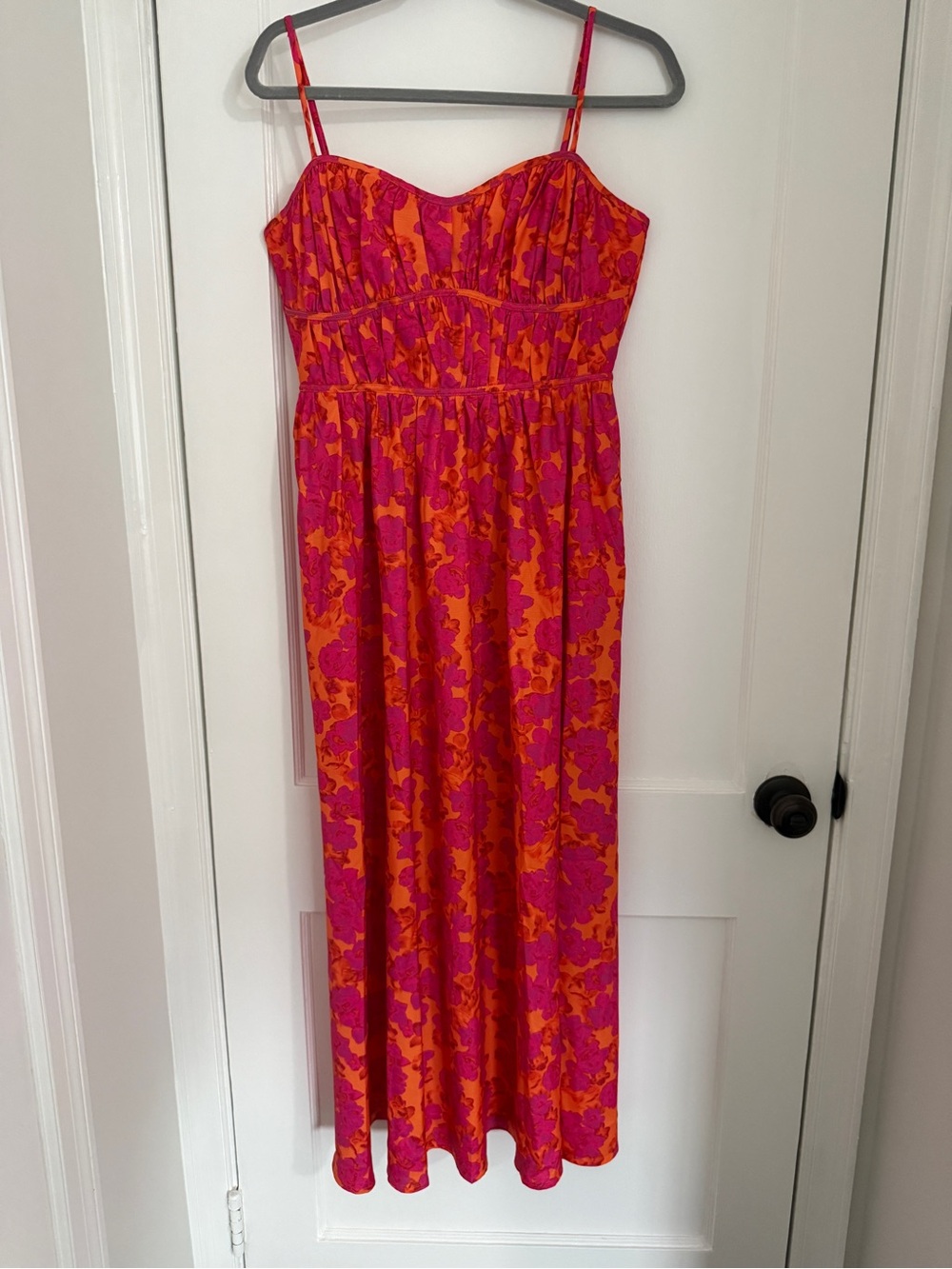 Runaway The Label Orange & Pink Floral Maxi Dress, Size Large - Picture 2 of 7